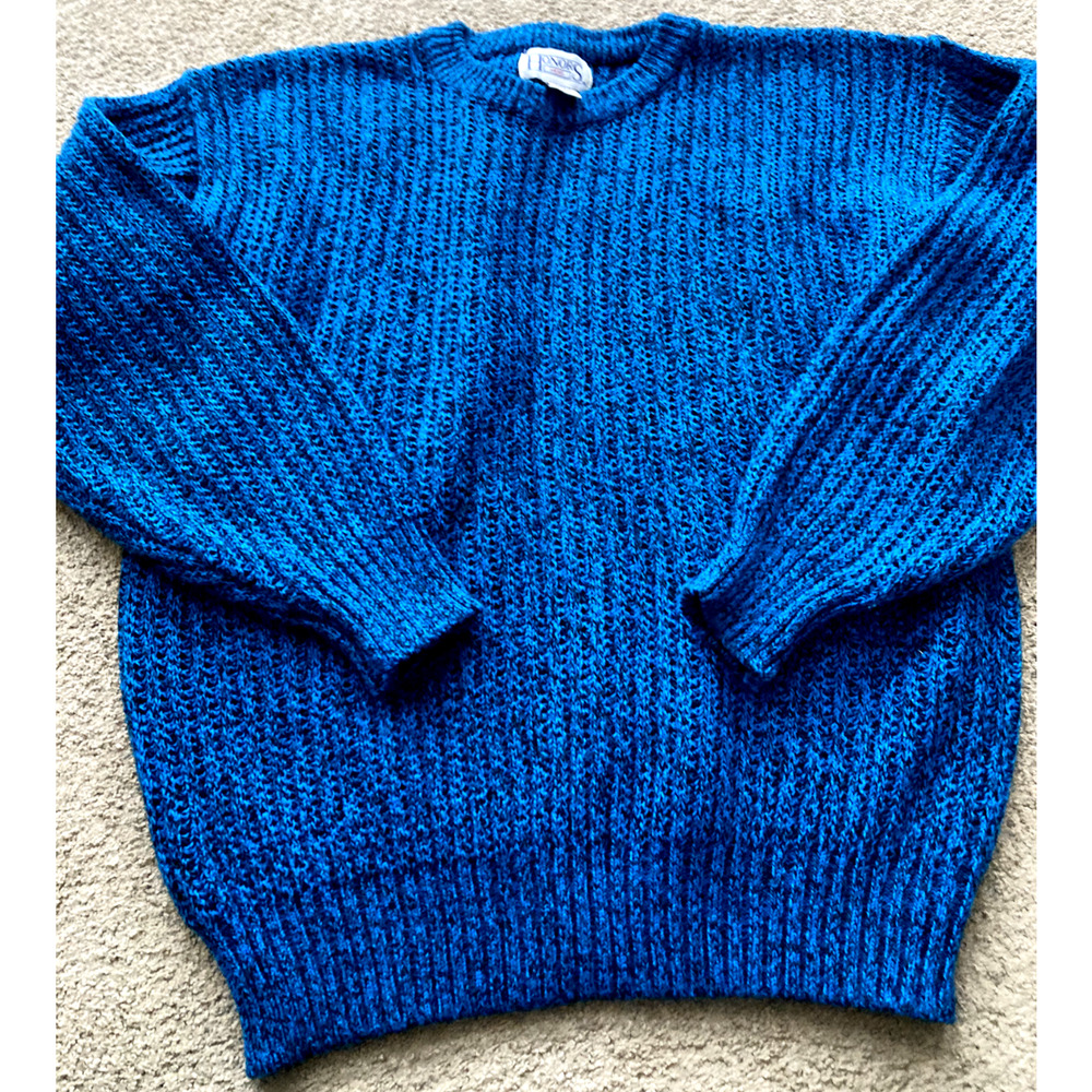 Honors Mens Blue Knit Sweater Vintage Pull Over Large